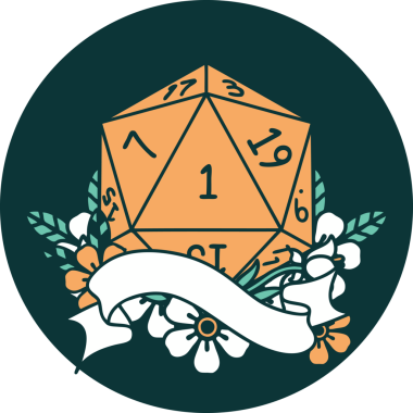 Orijinal doğal bir d20 zar atma simgesi