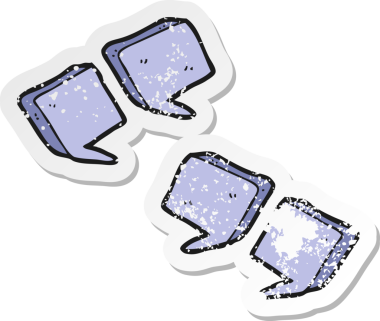 Çizgi film tırnak işaretlerinin orijinal gerilimli yapıştırması