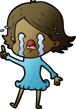 Asıl çizgi film kadını ağlıyor.