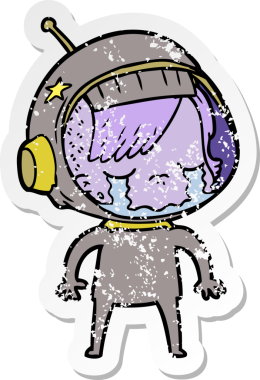 Ağlayan astronot bir kızın orijinal üzgün çıkartması.