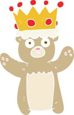 Taç takan oyuncak ayının orijinal düz renk çizimi