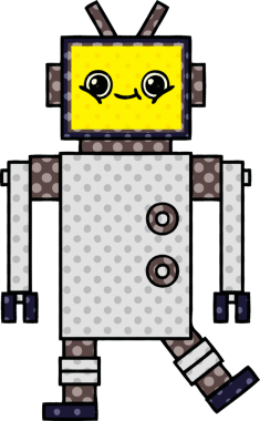 Orijinal çizgi roman tarzı bir robot.