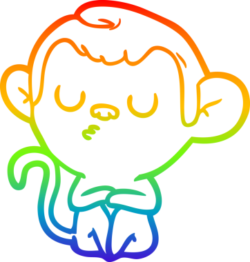 Orijinal gökkuşağı gradyanı çizgi film maymunu çizimi