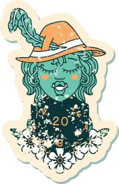 Orijinal Retro Dövme Biçimi 20 zarlı yarım ork ozanı