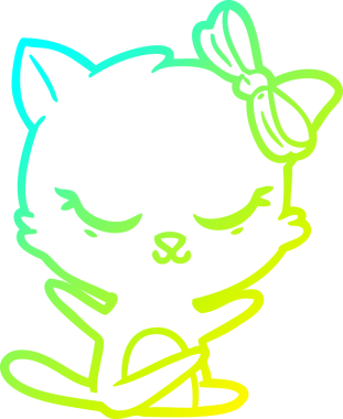 Orijinal soğuk eğimli çizgi film kedisinin yaylı çizimi