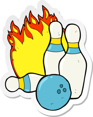 Orijinal 10 toplu bowling çizgi filmi çıkartması.