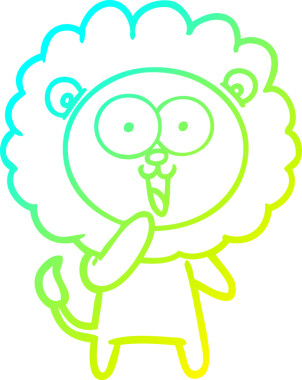 Mutlu bir çizgi film aslanının orjinal soğuk eğim çizgisi.