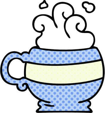 Orijinal çizgi roman tarzı tuhaf çizgi film sıcak içeceği