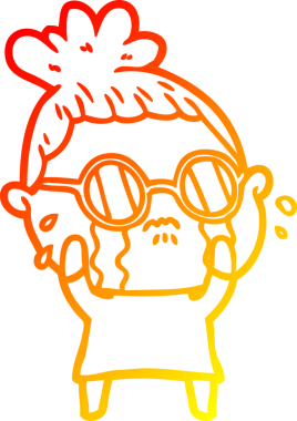 Gözlüklü, ağlayan bir karikatür çizimi.