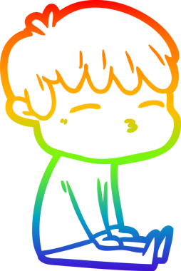 Orijinal gökkuşağı gradyan çizgi çizimi hayal kırıklığına uğramış bir adamın