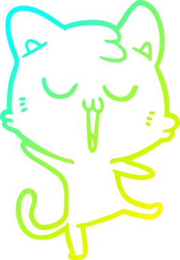 Bir çizgi film kedisinin şarkı söylerken çizdiği orjinal soğuk eğim çizgisi.