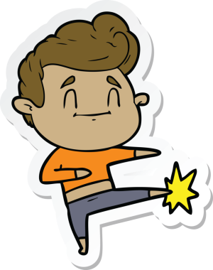 Mutlu bir karikatürcünün orijinal çıkartması.