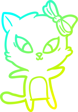 Bir çizgi film kedisinin orijinal soğuk eğimli çizimi