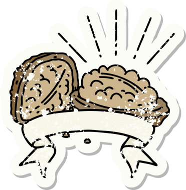 Dövme stili kabuklu ceviz yapıştırması.