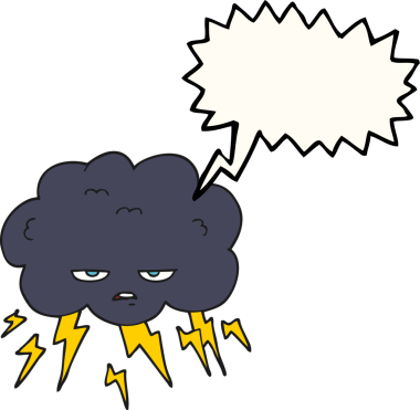 Orjinal serbest konuşma baloncuğu çizgi film gök gürültüsü bulutu