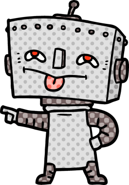 Bir insan tarafından çizilmiş orijinal çizgi film robotu