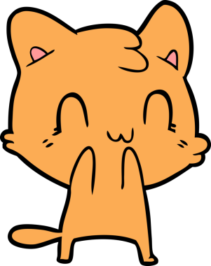 Bir insan tarafından çizilmiş orijinal mutlu kedi çizgi filmi.