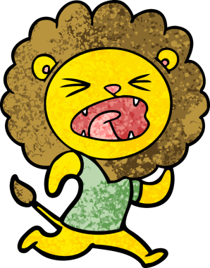 Orijinal karikatür aslan koşuyor