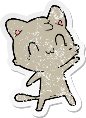 Mutlu bir çizgi filmin orijinal kederli çıkartması.