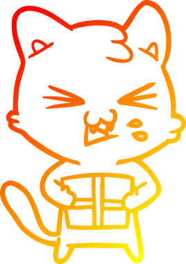 Bir çizgi film kedisinin tıslayan orijinal sıcak çizgi çizimi