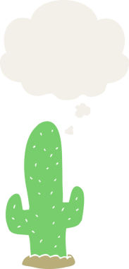 Düşünce baloncuklu orijinal kaktüs retro tarzı.