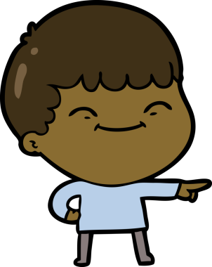 Orijinal çizgi film mutlu çocuk.