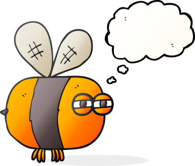 Orijinal serbest çizim düşünce baloncuğu kızgın arı