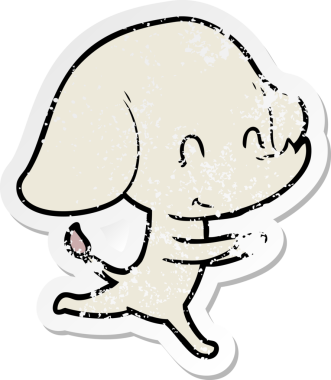 Sevimli bir filin kederli orijinal çıkartması.