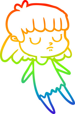 Orijinal gökkuşağı gradyan çizgi çizimi ilgisiz bir kadının