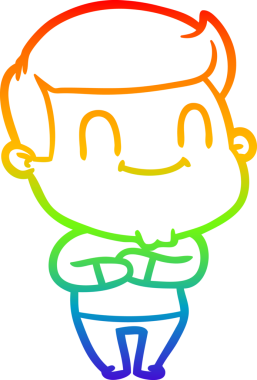 Orijinal gökkuşağı gradyan çizgi çizimi mutlu bir adamın