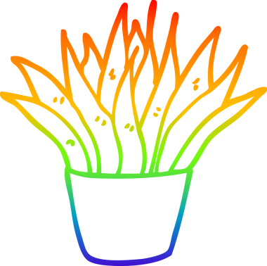 Orijinal gökkuşağı gradyan çizgi çizimi bir çizgi ev bitkisinin