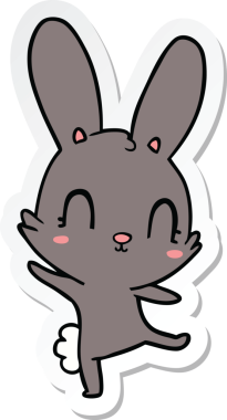 Tatlı bir tavşan dansının orijinal çıkartması.