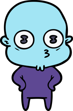 Orijinal çizgi film. Tuhaf kel uzay adamı.