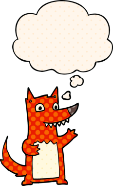 Çizgi roman tarzında düşünce balonu olan orijinal bir kurt.