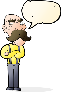 orijinal karikatür kızgın yaşlı adam konuşma balonu ile