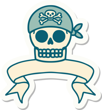 Korsan kafatası pankartı olan orijinal dövme stili.