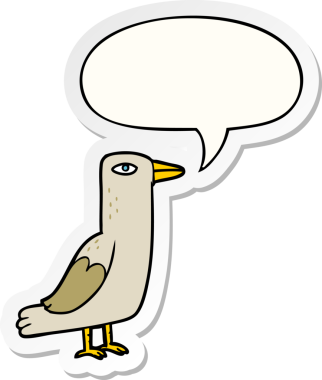 Konuşma balonu çıkartmalı orijinal çizgi film kuşu