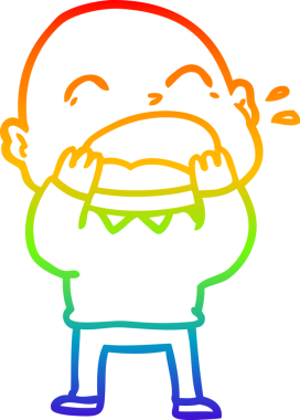 Orijinal gökkuşağı gradyan çizgi çizimi Kel Adam diye bağıran bir çizgi film