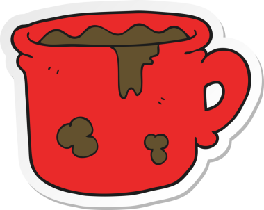 Eski bir kahve fincanının orijinal çıkartması.