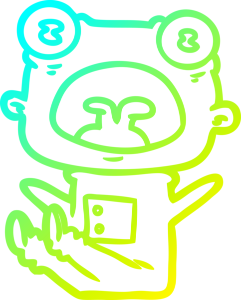 Orijinal soğuk eğimli çizgi film çizimi. Garip bir uzaylı çığlığı.