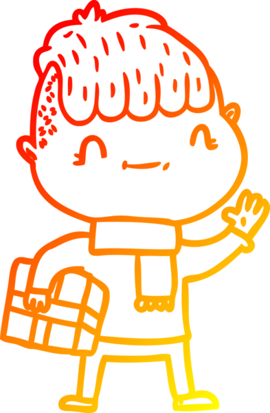 Orijinal, sıcak, çizgi film karakteri, arkadaş canlısı bir çocuğun Noel hediyesi.