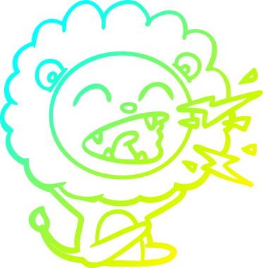 Kükreyen bir aslanın orijinal soğuk çizgi çizimi