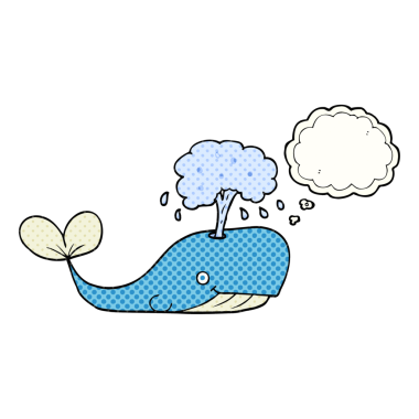 Orijinal serbest çizim düşünce baloncuğu balina fışkırtan su