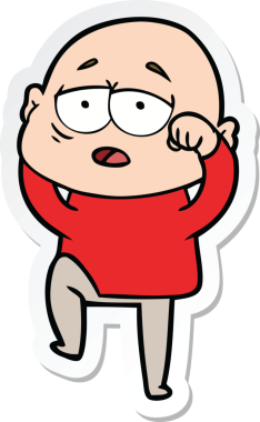 Çizgi filmin orijinal çıkartması yorgun kel adam