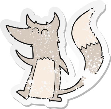 Çizgi film karakteri küçük bir kurdun orijinal gerilim çıkartması.