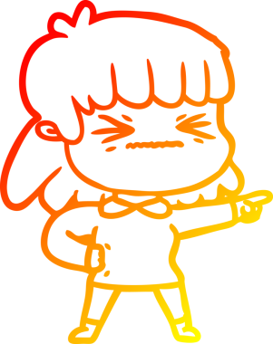 Bir çizgi film kadınının orjinal sıcak çizgi çizimi