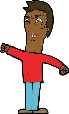 Orijinal çizgi film, sinirli adam.