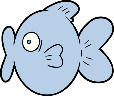 Bir insan tarafından çizilmiş orijinal karikatür balığı.