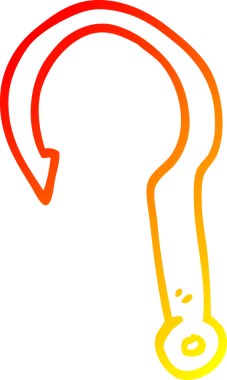 Bir karikatür balık kancasının orjinal sıcak çizgi çizimi