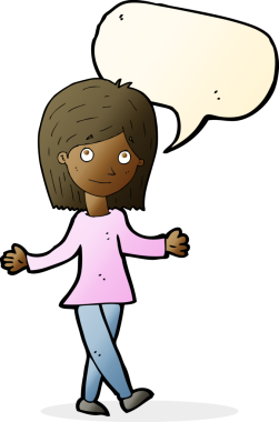 Konuşma balonunu dert etmeyen orijinal çizgi film kadını.